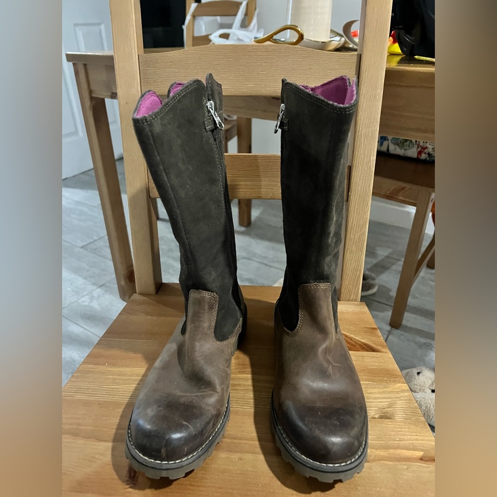 Timberland Brown and Pink Heeled Boots